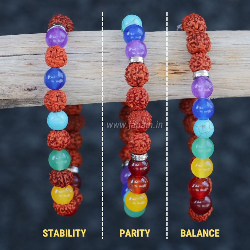 7 Chakra x Rudraksha Bands - Free Size Bracelet